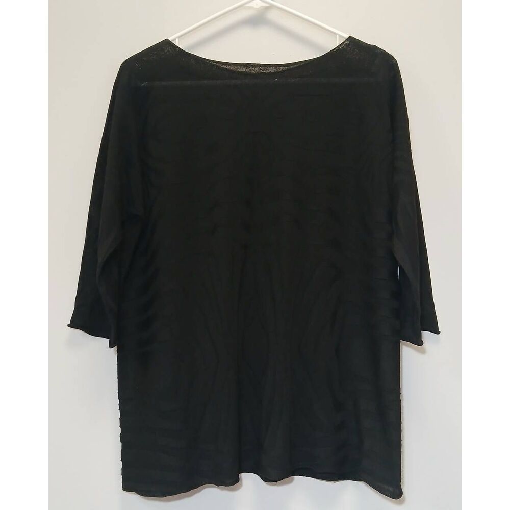 Le tricot Perugia womens large boxy lightweight sheer top viscose boatneck